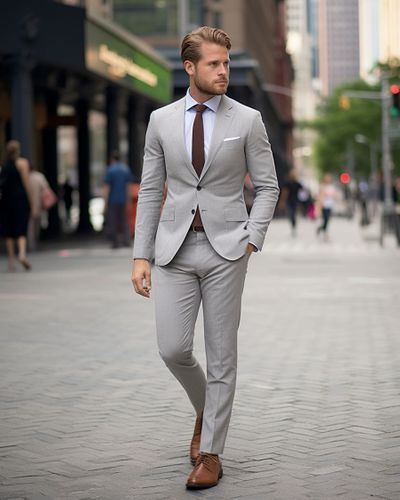 Grey blazer brown store shoes